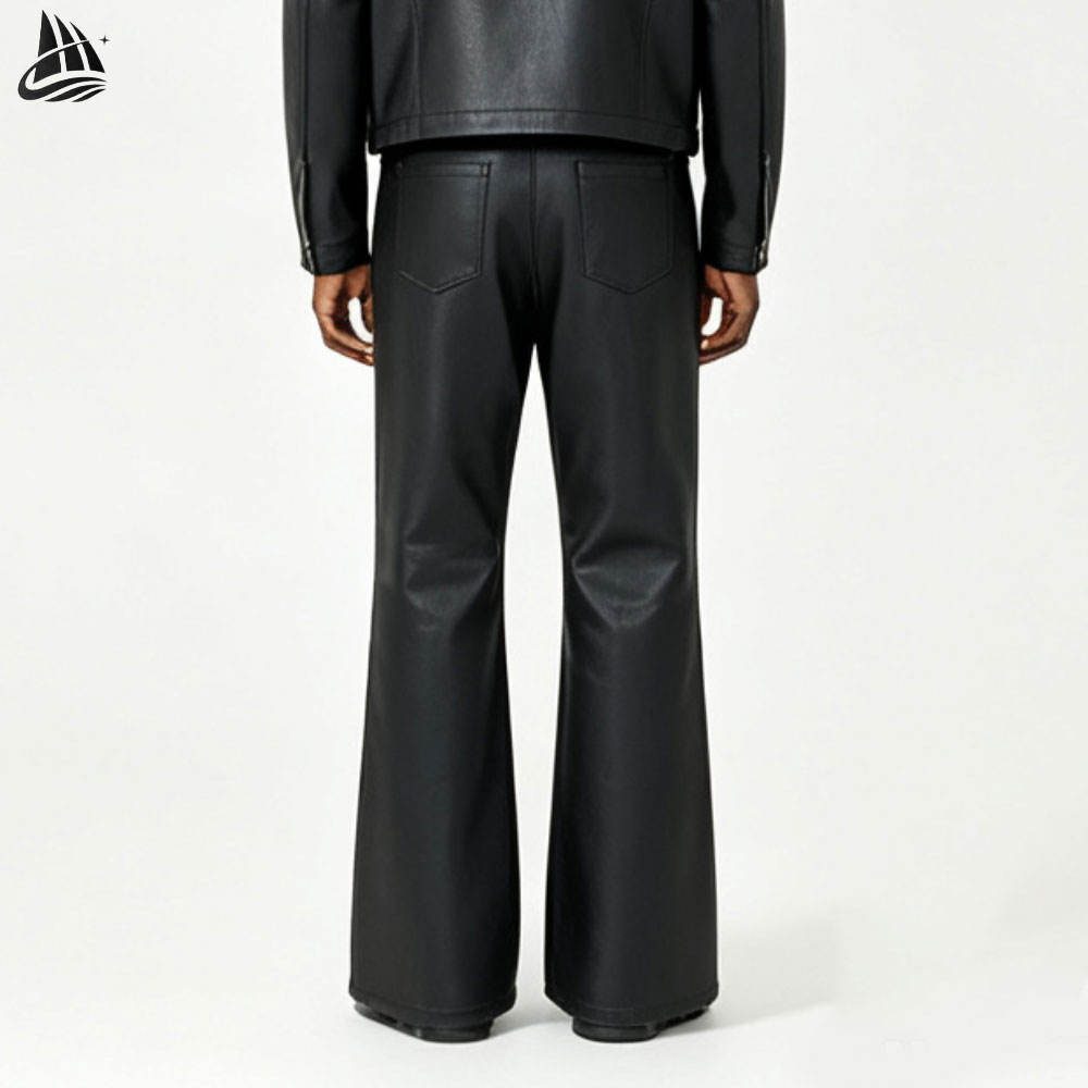Custom Faux Leather Flared Pants from the INFULLSAIL streetwear range