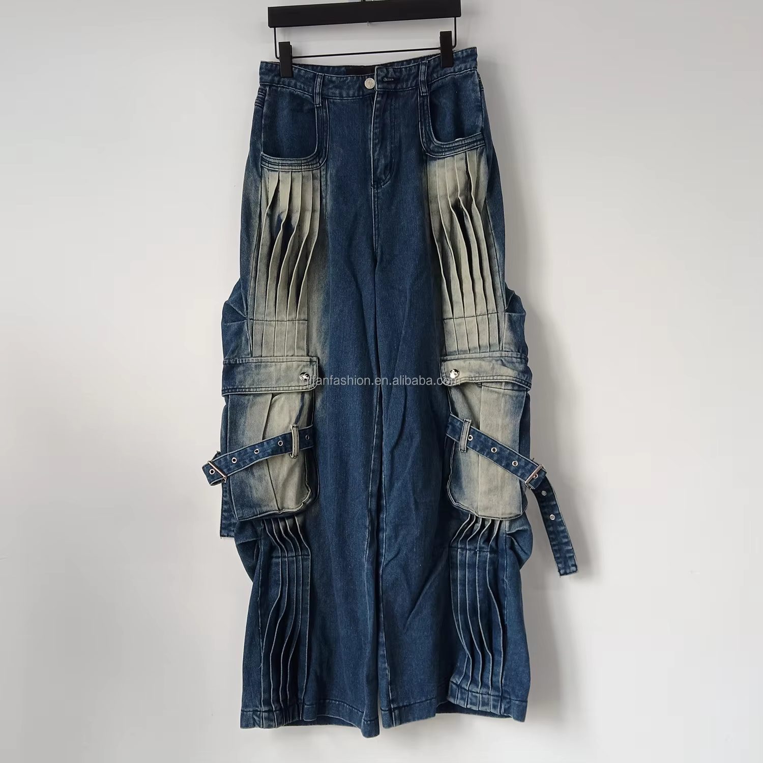 Custom contrast panel cargo jeans manufactured by INFULLSAIL