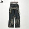 Custom Deconstructed Frayed Wide Leg Jeans Wholesale
