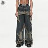 Custom Deconstructed Frayed Wide Leg Jeans Wholesale