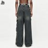 Custom Deconstructed Frayed Wide Leg Jeans Wholesale