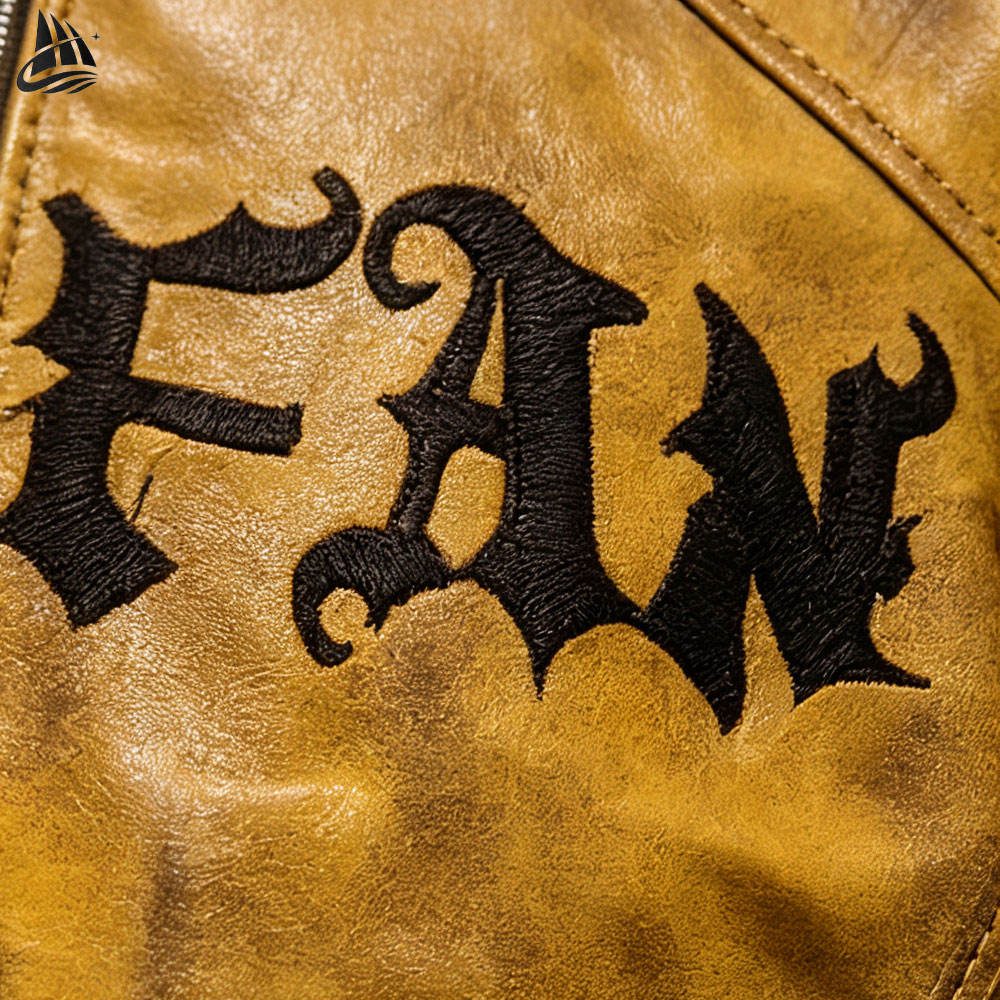 Custom Washed Leather Moto Jacket from the INFULLSAIL streetwear range