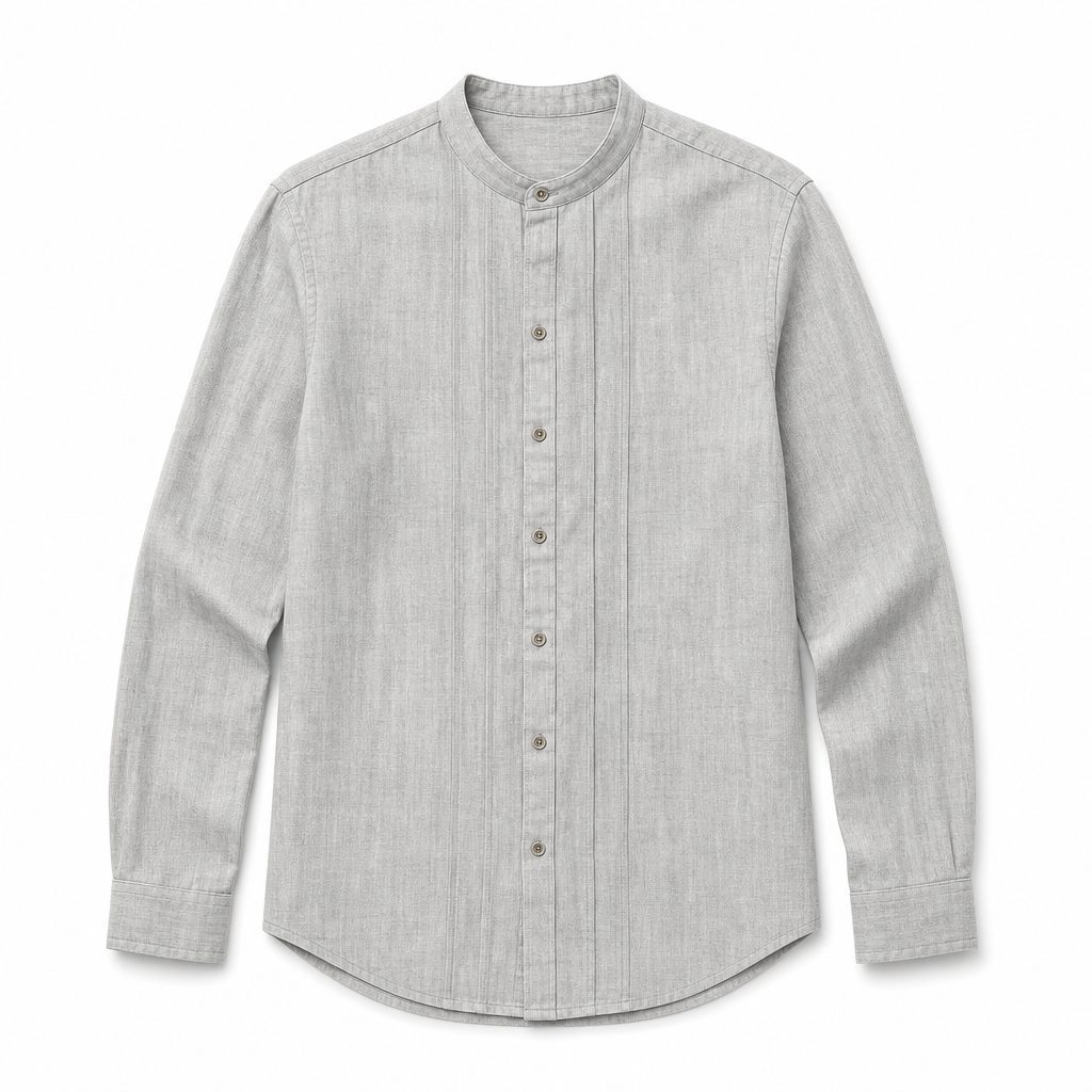 Custom Washed Stand Collar Long Sleeve Shirt Wholesale wholesale