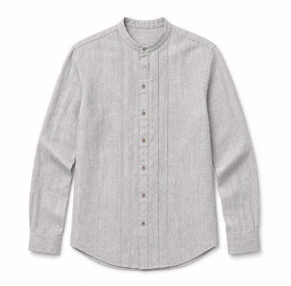 Custom Washed Stand Collar Long Sleeve Shirt Wholesale