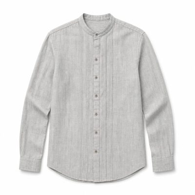 Custom Washed Stand Collar Long Sleeve Shirt Wholesale