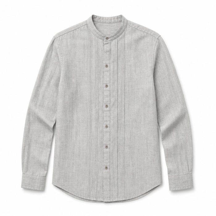 Custom Washed Stand Collar Long Sleeve Shirt Wholesale