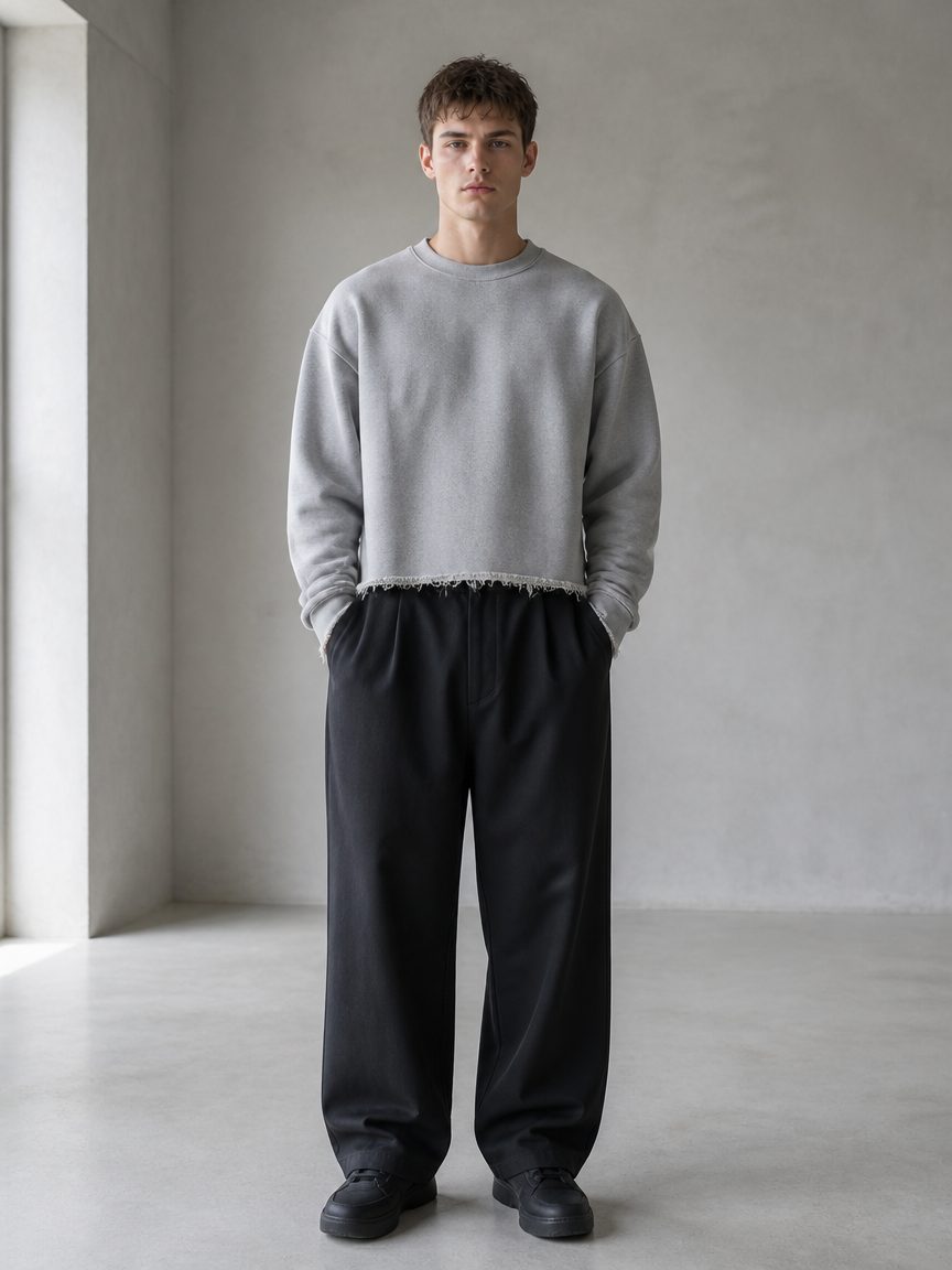 Custom Washed Raw Hem Sweatshirt Wholesale wholesale