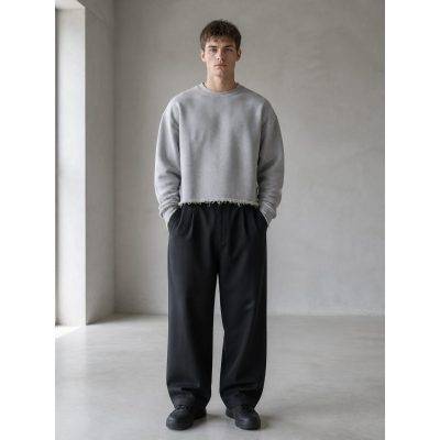 Custom Washed Raw Hem Sweatshirt Wholesale