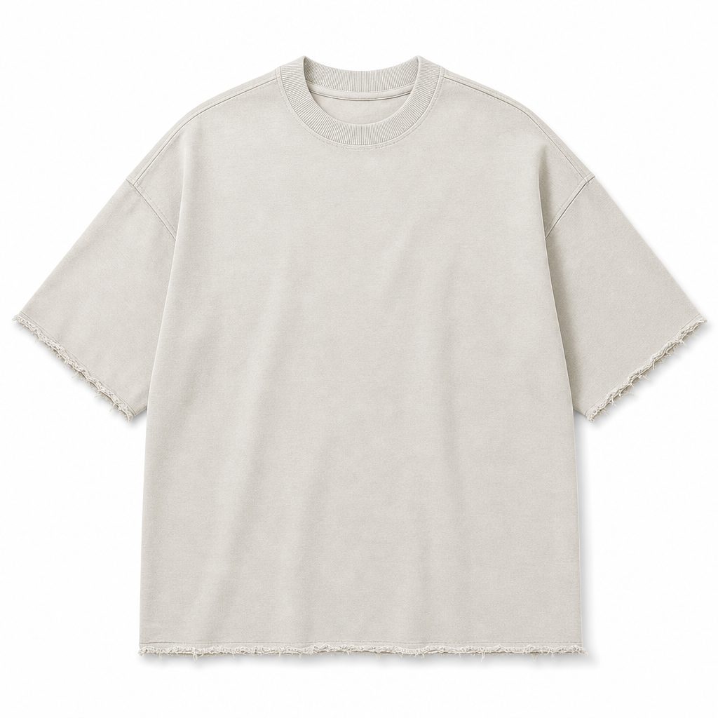 Custom Cream Raw Hem T-Shirt Wholesale wholesale