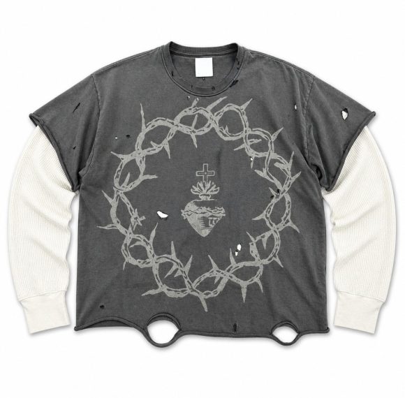 Custom Distressed Mock Layer T-Shirt Wholesale