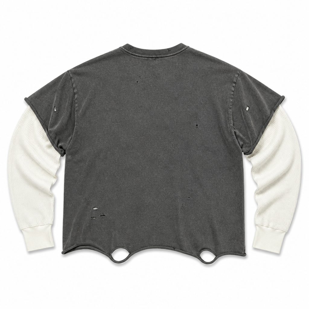 Custom Distressed Mock Layer T-Shirt from the INFULLSAIL streetwear range
