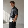 Custom Flame Hem Faux Leather Shirt Wholesale