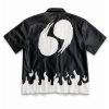 Custom Flame Hem Faux Leather Shirt Wholesale