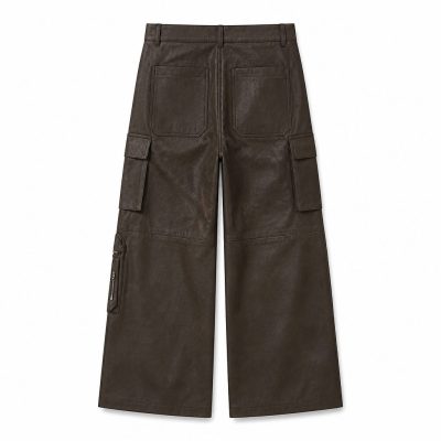 Custom Washed Faux Leather Cargo Pants Wholesale