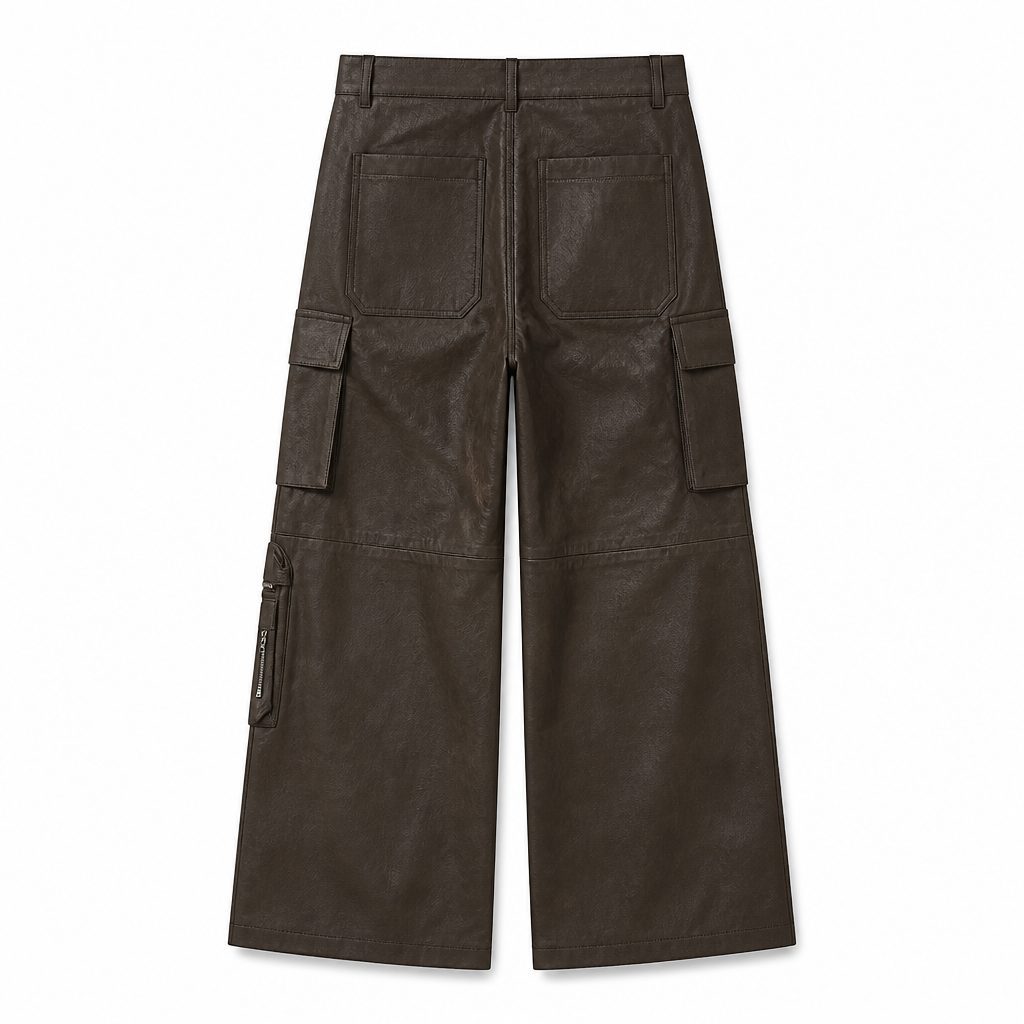 Custom Washed Faux Leather Cargo Pants Wholesale wholesale
