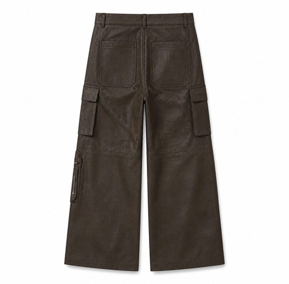 Custom Washed Faux Leather Cargo Pants Wholesale