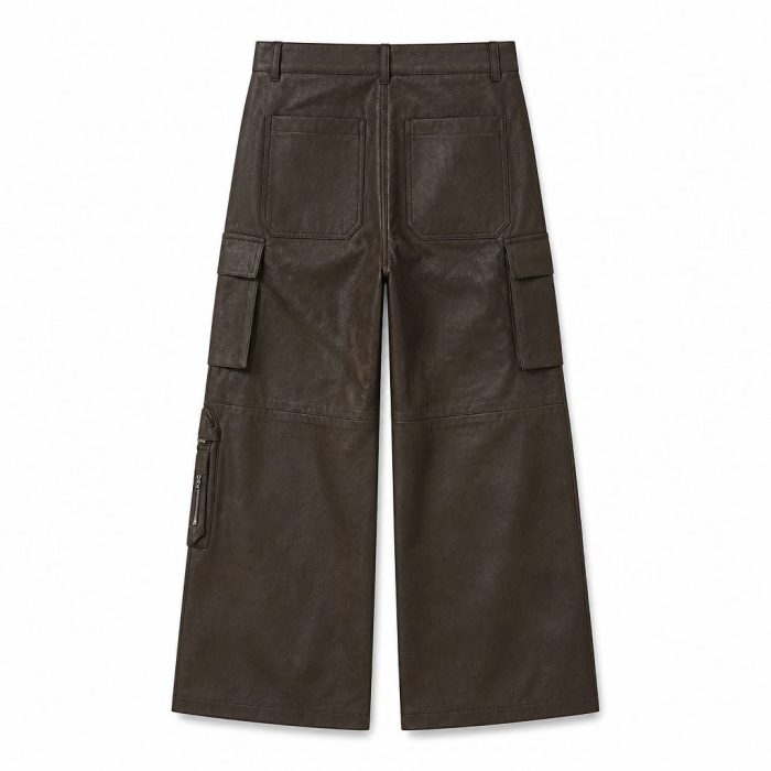 Custom Washed Faux Leather Cargo Pants Wholesale