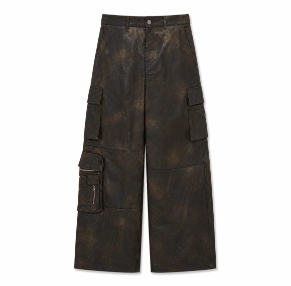 Custom Washed Faux Leather Cargo Pants Wholesale