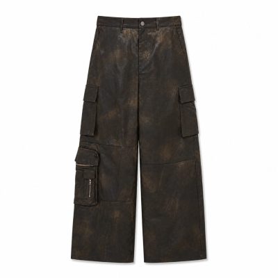 Custom Washed Faux Leather Cargo Pants Wholesale