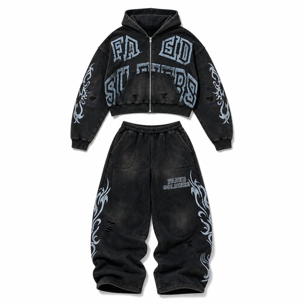 Custom Washed Tracksuit Set Wholesale wholesale