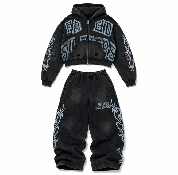 Custom Washed Tracksuit Set Wholesale