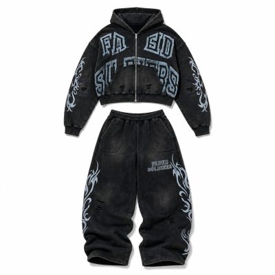 Custom Washed Tracksuit Set Wholesale