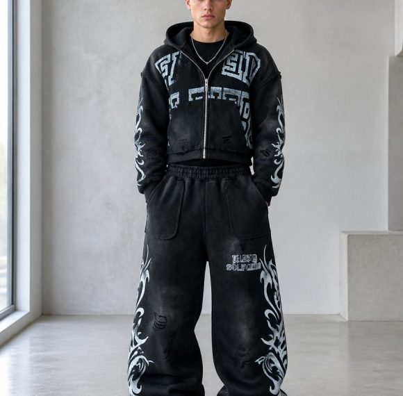 Custom Washed Tracksuit Set Wholesale