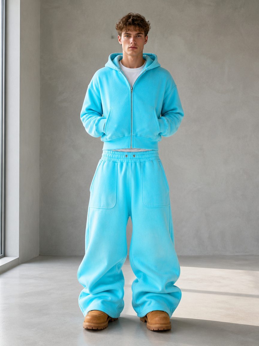 Custom Faux Suede Cropped Tracksuit Set Wholesale wholesale
