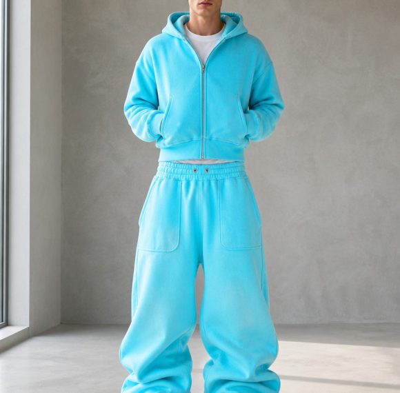 Custom Faux Suede Cropped Tracksuit Set Wholesale
