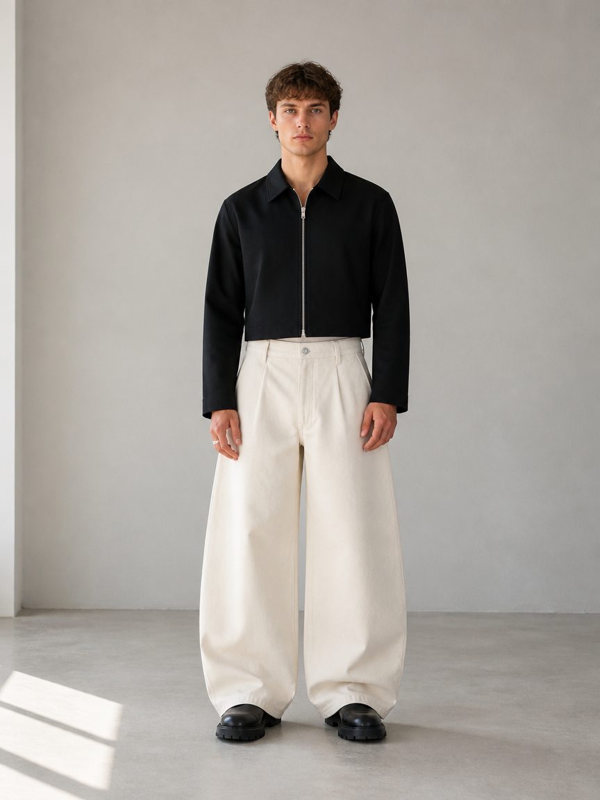 Custom pleated balloon pants manufactured by INFULLSAIL