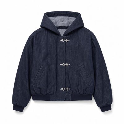 Custom Denim Hooded Coat Wholesale