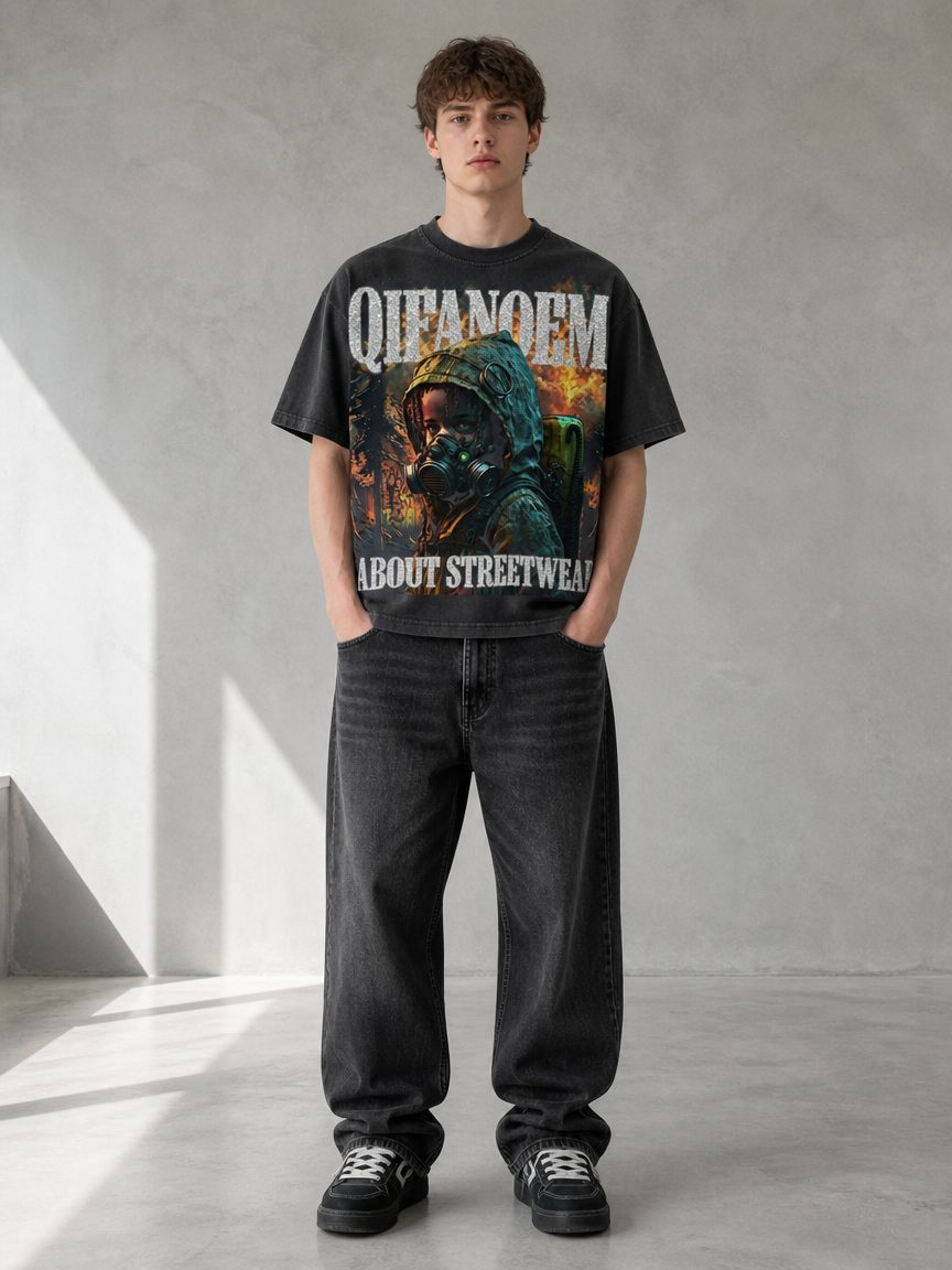 Custom Washed Streetwear Print T-Shirt Wholesale wholesale