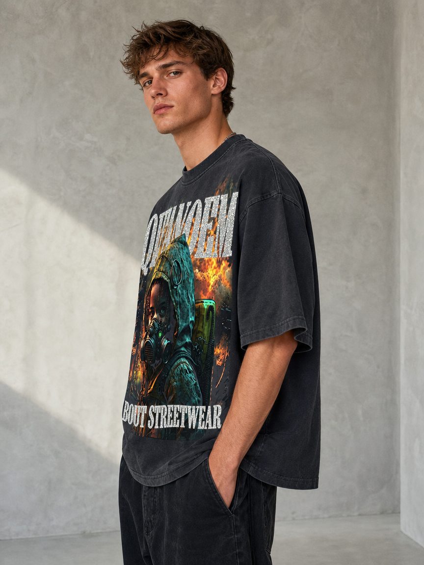 Custom washed streetwear print t-shirt manufactured by INFULLSAIL