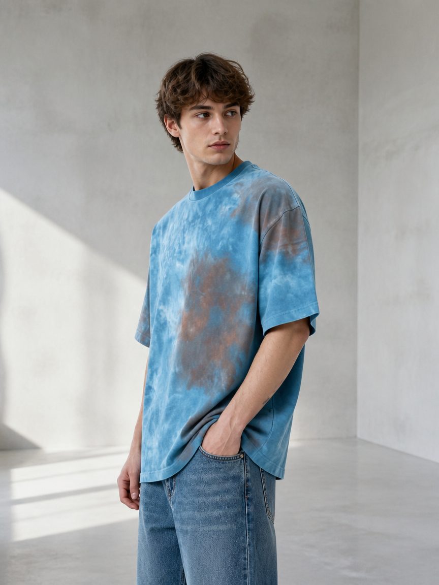 Custom oversized tie dye t-shirt manufactured by INFULLSAIL