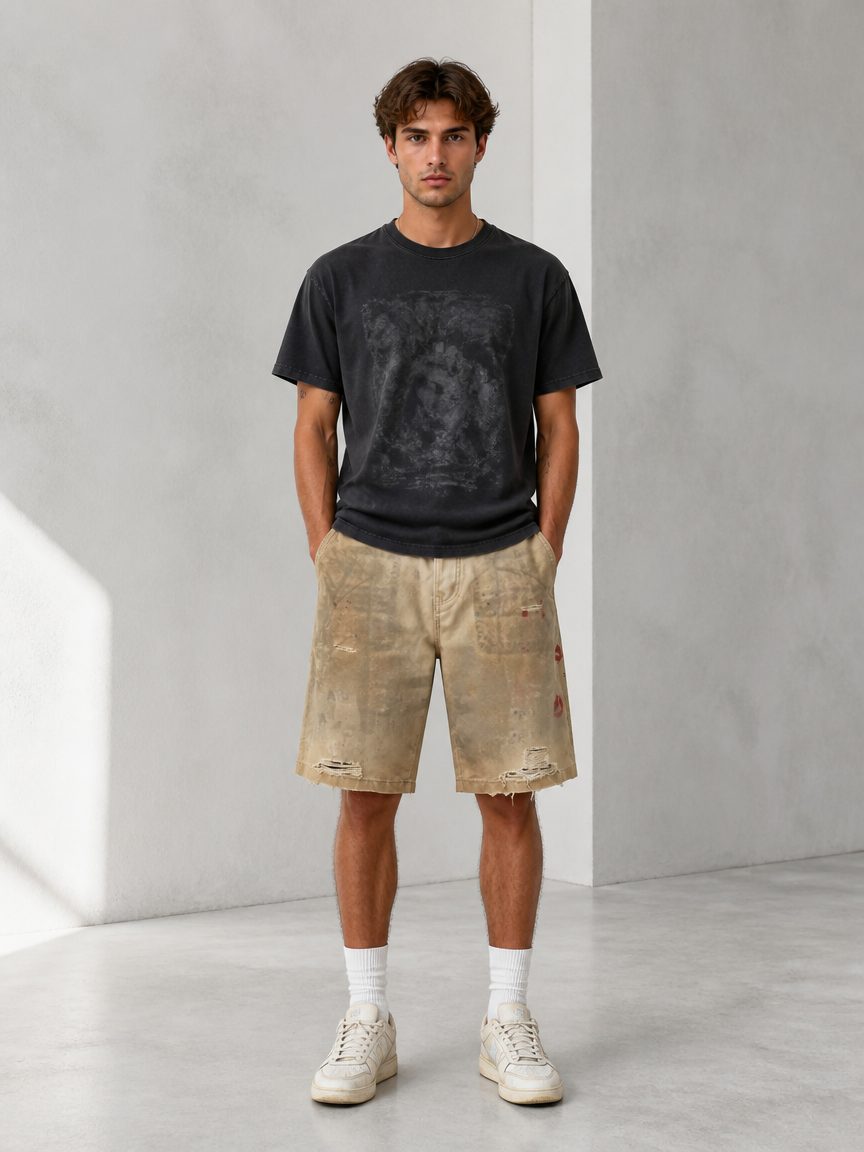Custom Washed Cargo Shorts manufactured by INFULLSAIL