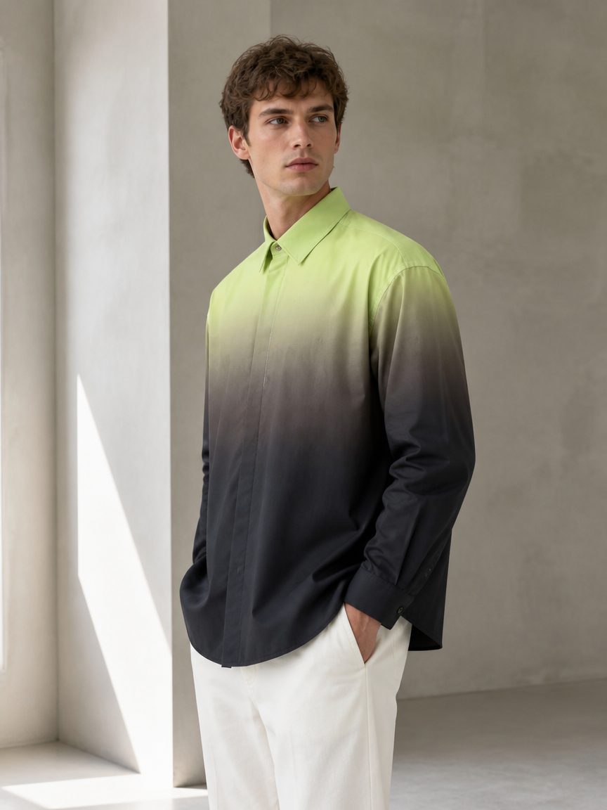 Custom Ombre Gradient Long Sleeve Shirt manufactured by INFULLSAIL