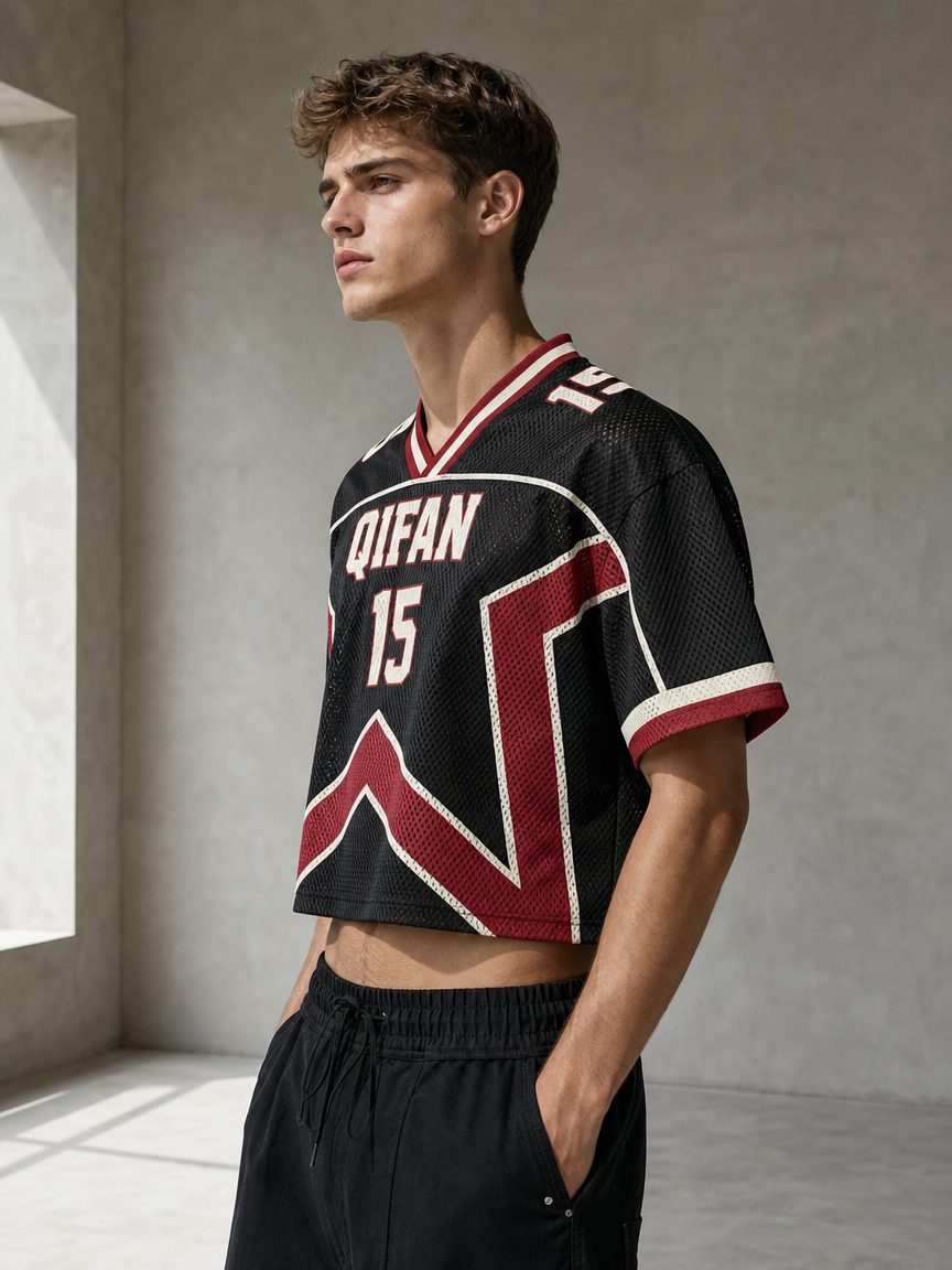 Custom cropped mesh jersey manufactured by INFULLSAIL