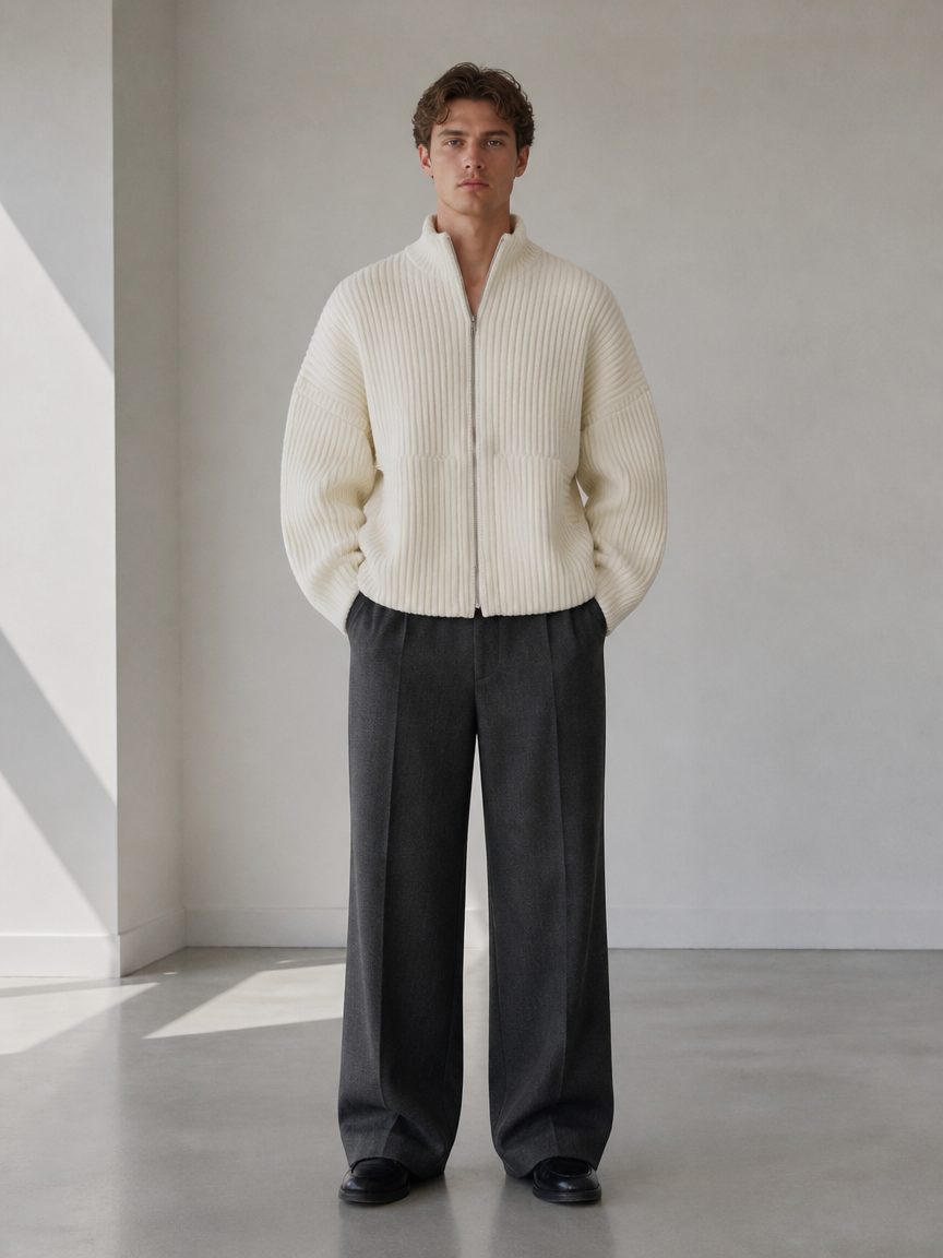 Custom Rib Knit Zip Cardigan manufactured by INFULLSAIL