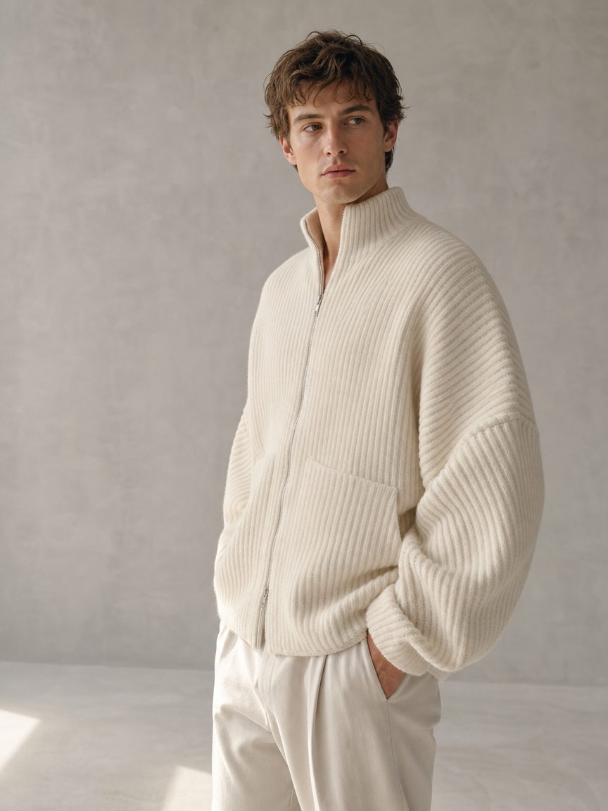 Custom Rib Knit Zip Cardigan manufactured by INFULLSAIL