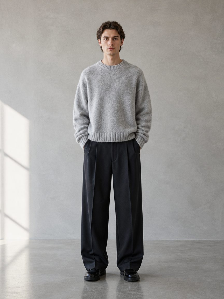 Custom Cropped Crew Neck Knit Sweater manufactured by INFULLSAIL