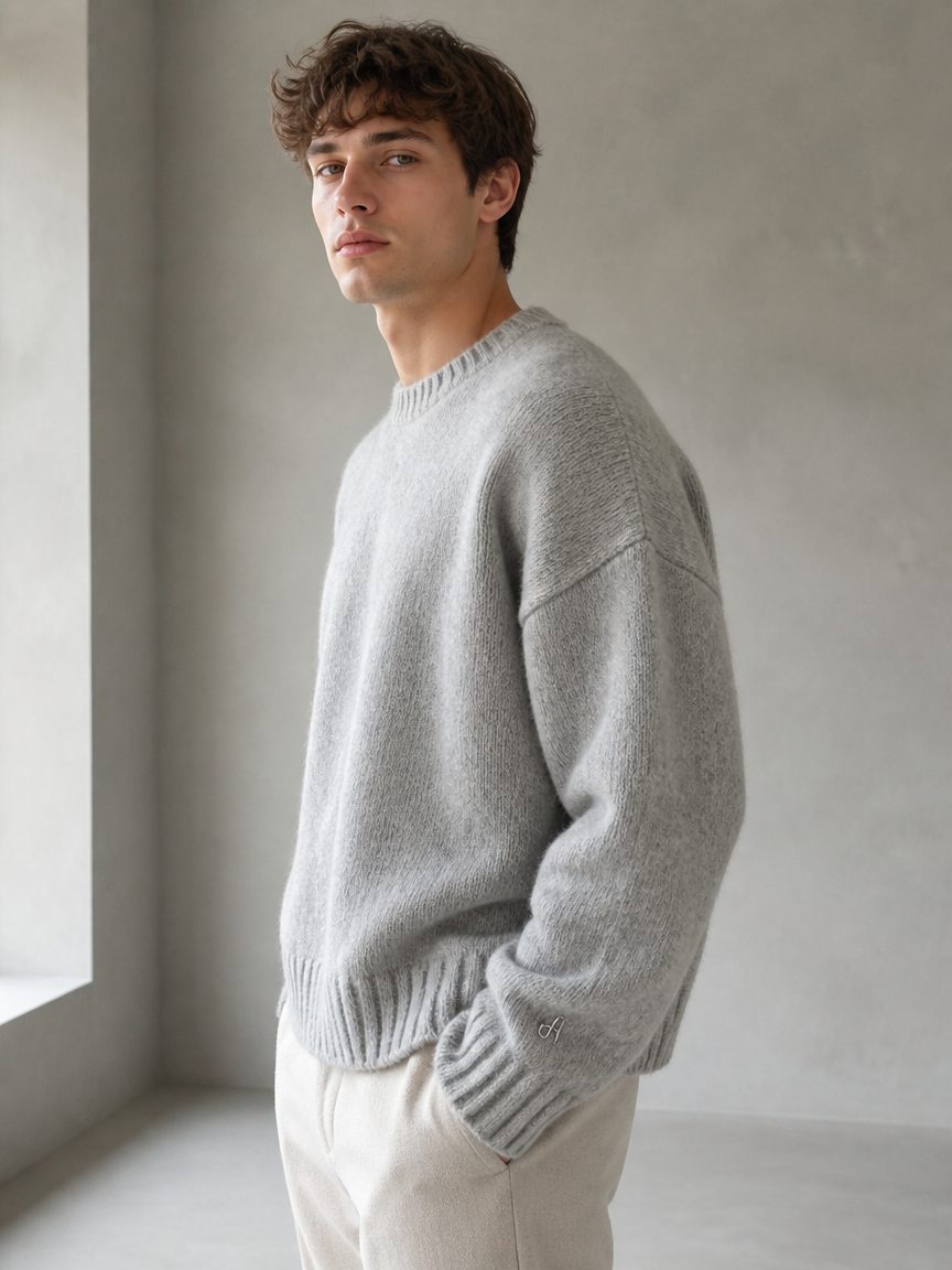 Custom Cropped Crew Neck Knit Sweater manufactured by INFULLSAIL