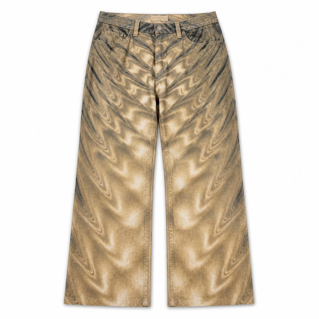 Custom wave tie dye wide leg pants produced after sample approval