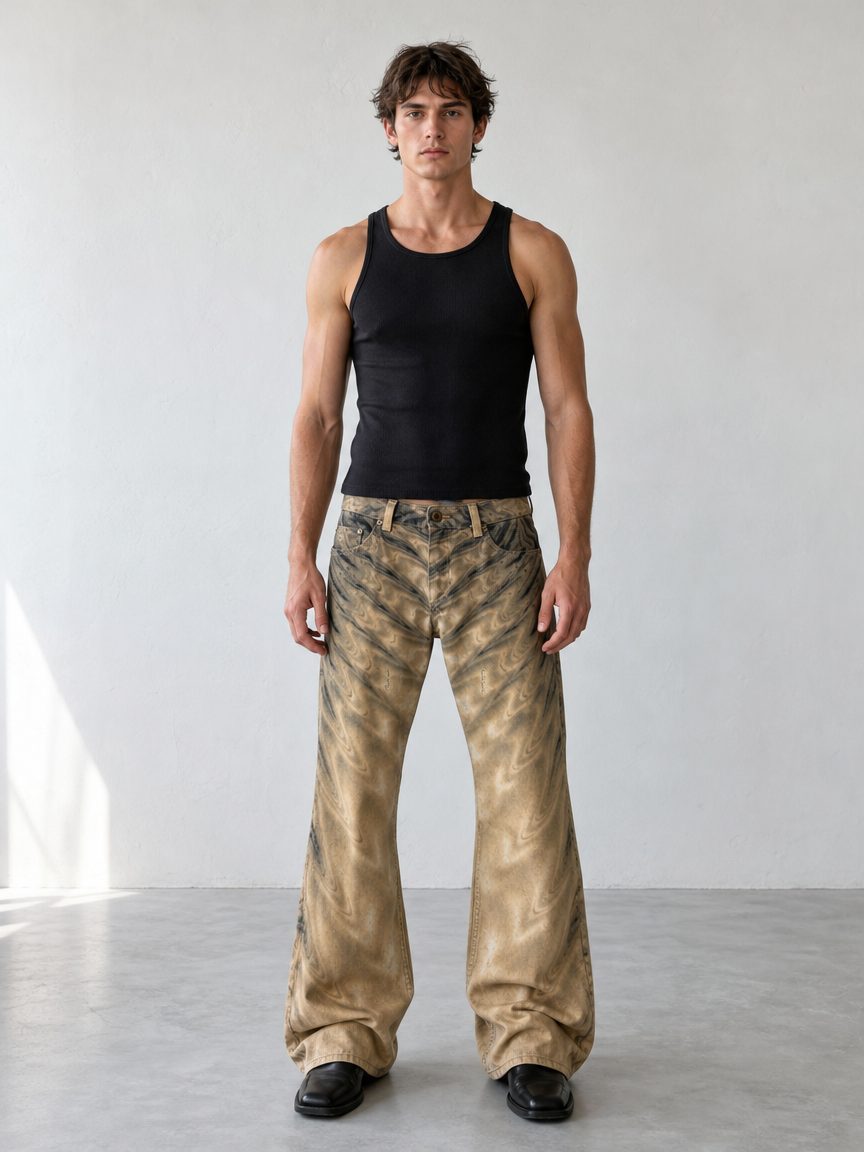 Custom wave tie dye wide leg pants manufactured by INFULLSAIL