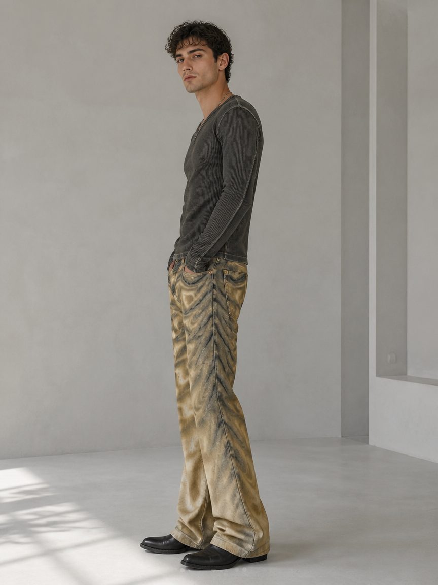 Custom Wave Tie Dye Wide Leg Pants manufactured by INFULLSAIL