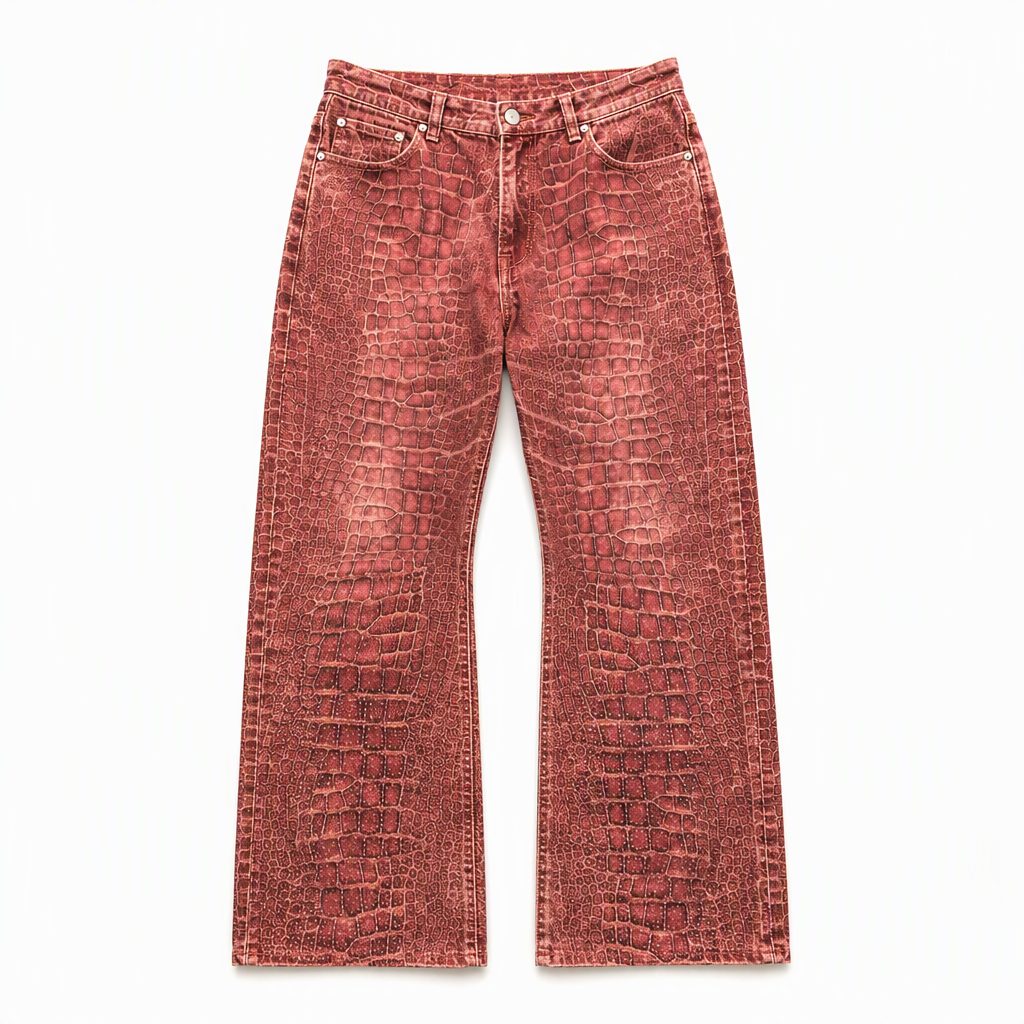 Custom Croc Embossed Flared Pants manufactured by INFULLSAIL