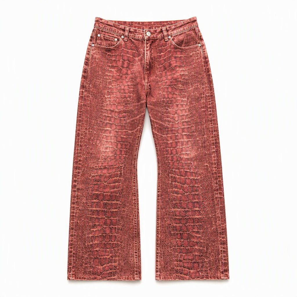 Custom Croc Embossed Flared Pants Wholesale wholesale