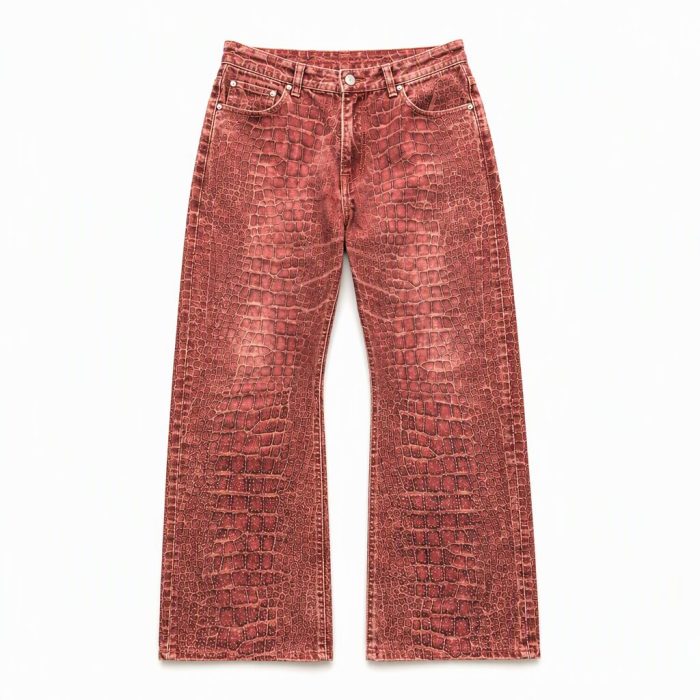 Custom Croc Embossed Flared Pants Wholesale