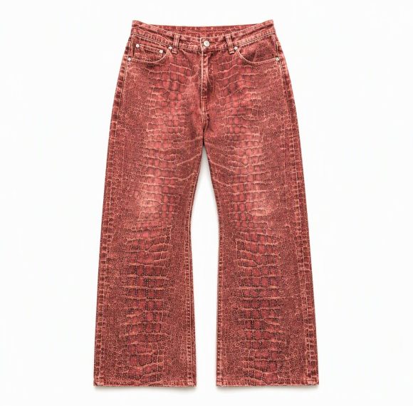 Custom Croc Embossed Flared Pants Wholesale