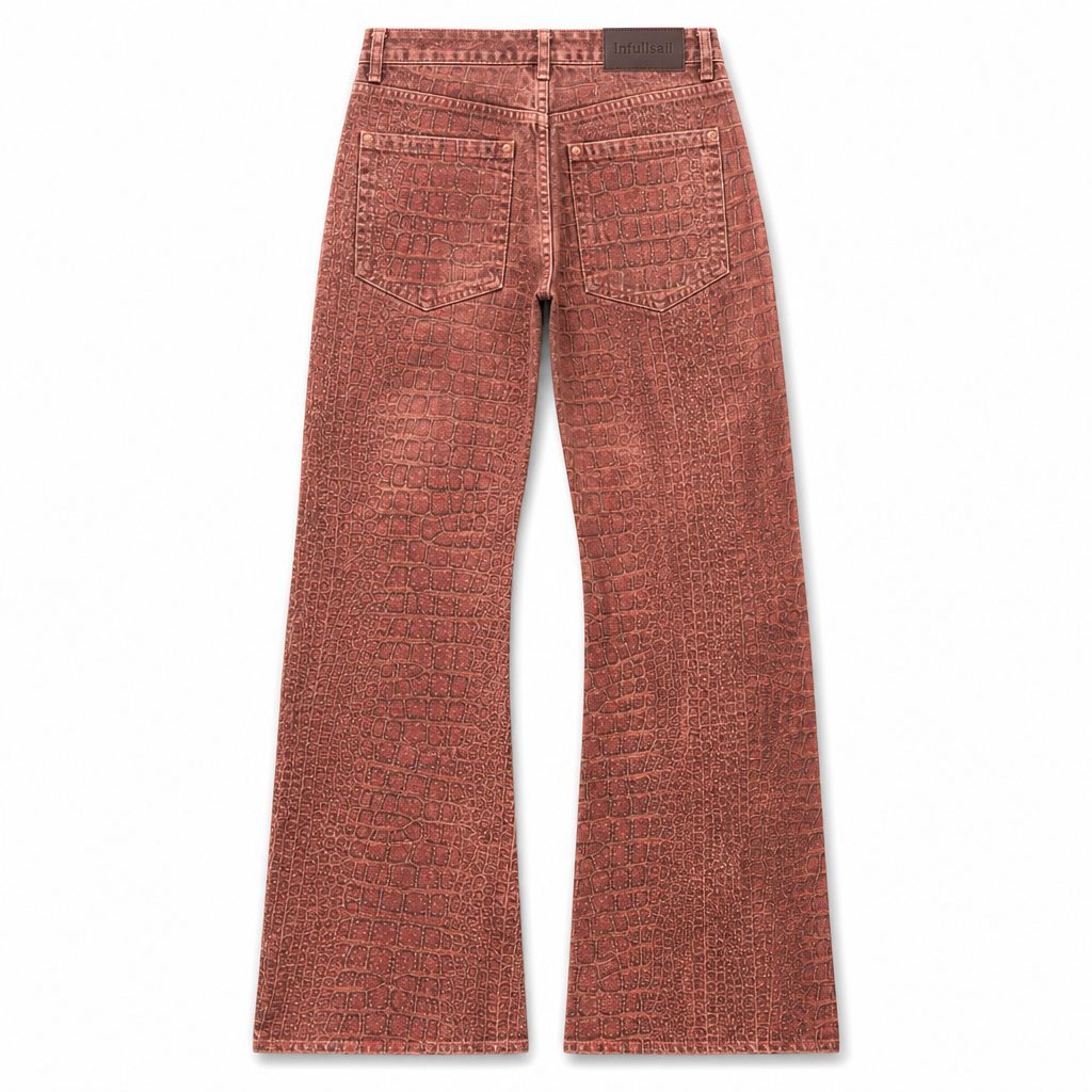 Custom Croc Embossed Flared Pants Wholesale wholesale