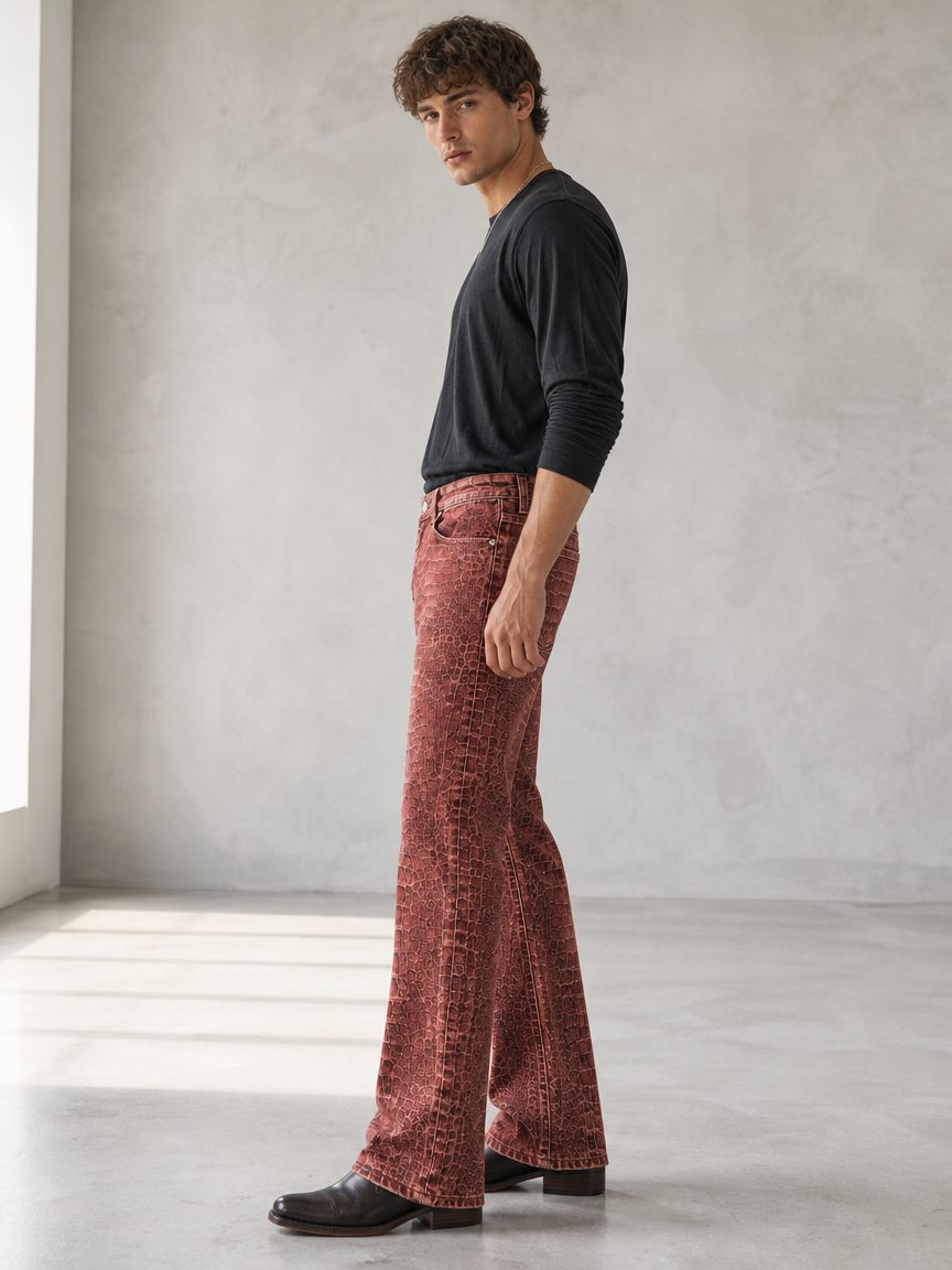 Custom Croc Embossed Flared Pants manufactured by INFULLSAIL